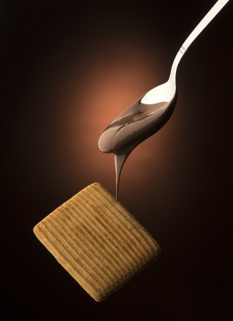 spoon with chocolateの写真素材