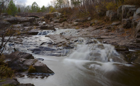Below one of the bridges of Seven Bridges Road in Duluth, Minnesota in November along Amity creek