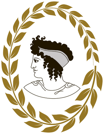 Hand drawn decorative with head of ancient Greek womenのイラスト素材