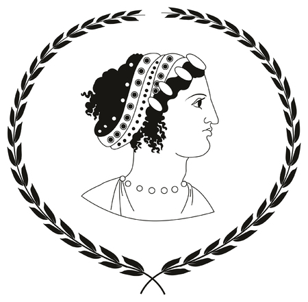 Hand drawn decorative with head of ancient Greek women.のイラスト素材