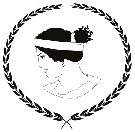 Hand drawn decorative logo with head of ancient Greek women.のイラスト素材