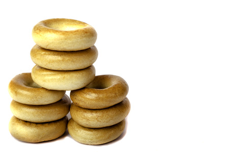 Bagels vertically one on another. Isolated.の写真素材