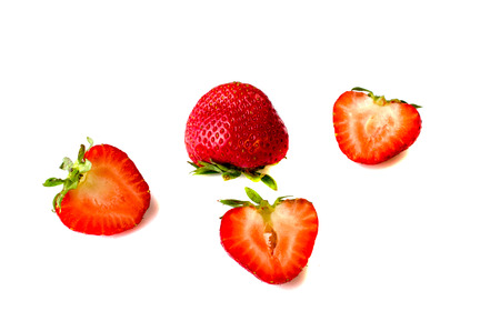 Ripe strawberries isolated on white background. Close-up.の写真素材
