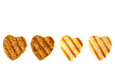 Delicious toast  in the form of heart. Isolated.の写真素材