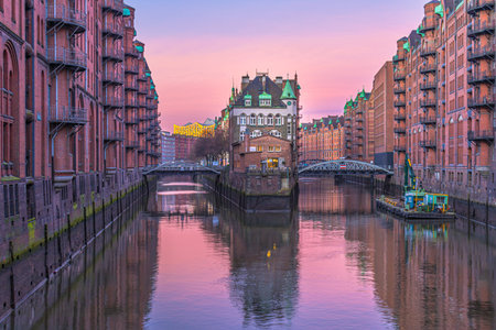 Speicherstadt Hamburg at sunrise