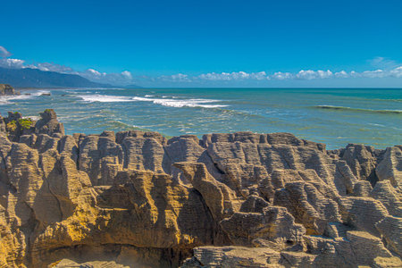 Sedimentary rocks at Tasmanian Sea, New Zealand