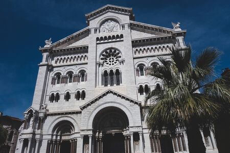 Entrance of Saint Nicholas Cathedral of Monaco in summer. Royalty free stock photo.の写真素材