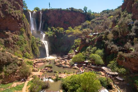 Rafts at Ourika water falls near Marrakesh in Morocco in summer. Royalty free stock photo.の写真素材