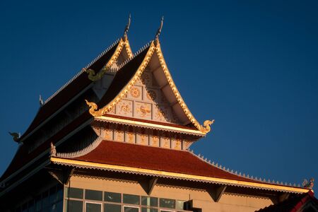 Golden rooftop of buddhist temple in Chiang Mai, Thailand. Royalty free stock photo.の写真素材