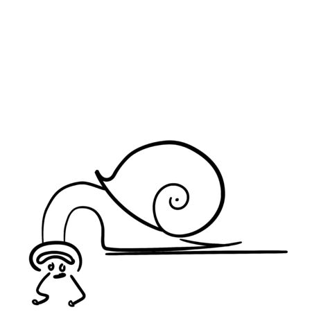 snail vector line merry fooling around tilting headのイラスト素材