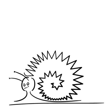 snail vector line spiral zigzag afraid shrunkのイラスト素材