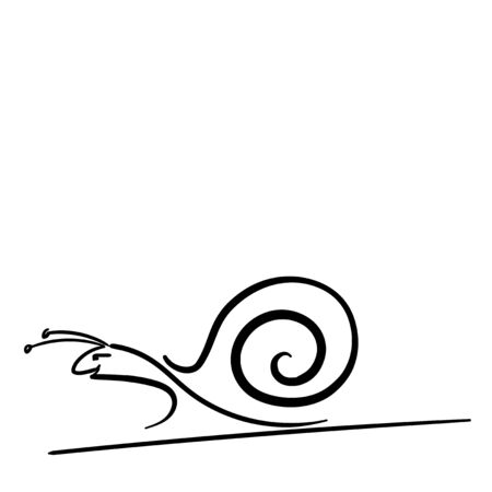 black and white graceful snail elongated in motionの写真素材