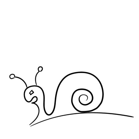 black and white snail steals minimalist designの写真素材
