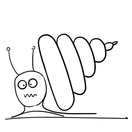 snail vector line wit front house spiral coneの写真素材
