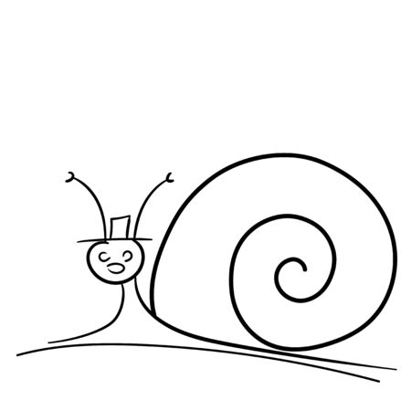 snail vector line funny weird and weirdの写真素材