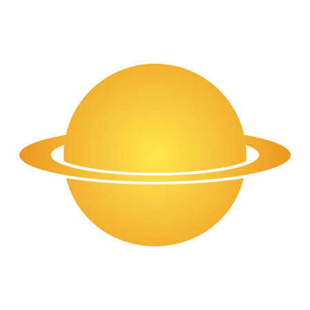 A cartoon Saturn isolated on a white background in a sky atmosphere theme, Sticker illustrationの写真素材