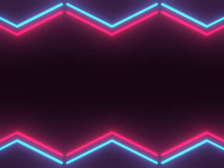 Abstract Blue and red neon glow-in-the-dark background image with copy space at the center, 3D Renderingの写真素材