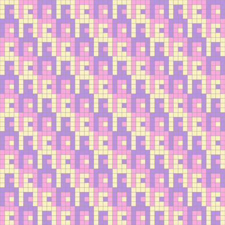 Seamless pattern of a Pixelate AI Robot 8 Bit in pink, yellow, and purple pastel color, Vector for fabric, wrapping, wallpaper, textileのイラスト素材