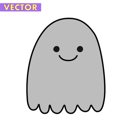A Ghost in Cute Halloween Cartoon theme Vector isolated on white backgroundのイラスト素材