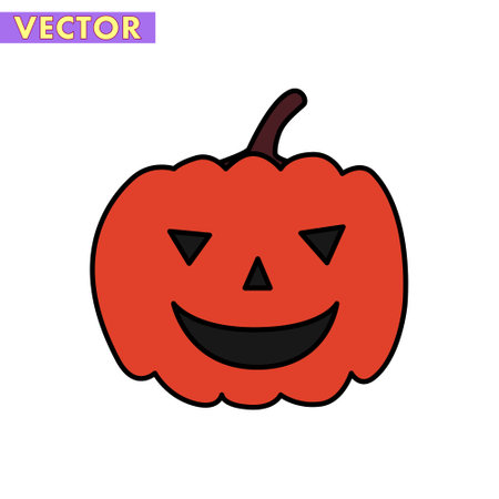 A Pumpkin in Cute Halloween Cartoon theme Vector isolated on white backgroundのイラスト素材