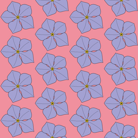Seamless pattern of Catharanthus roseus hand-drawing style with background in a wild flower concept, illustrationのイラスト素材