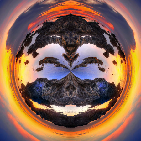 nature background sunrise at sea photo manipulation 180 degree