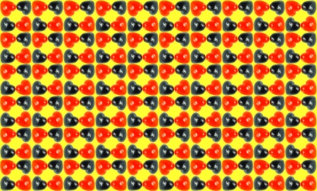 Multiple combination of small love marble in light yellow background for background useの写真素材