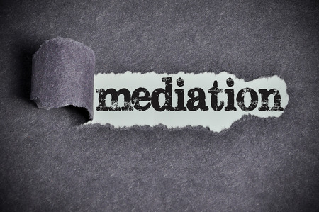 mediation word under torn black sugar paper.の写真素材