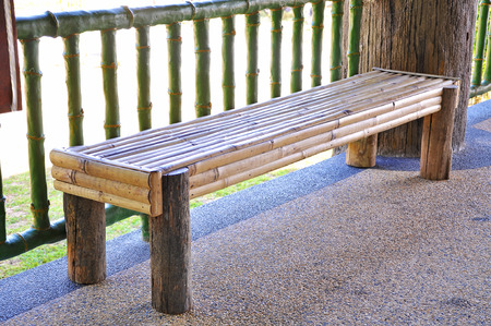 long bamboo bench.の写真素材