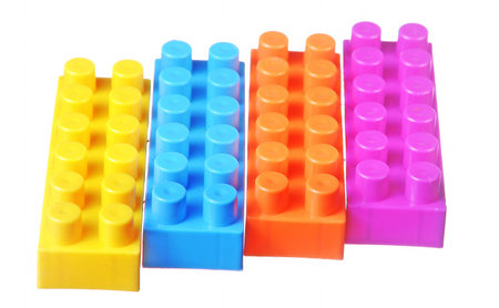 soft focus of  building blocks isolated on white.