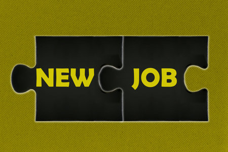The jigsaw puzzle written word new job
