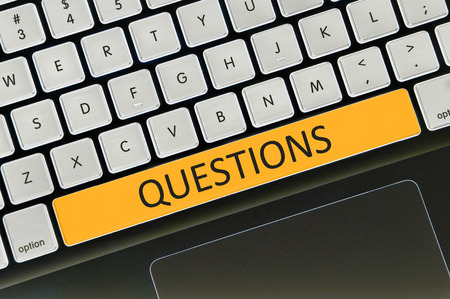 Keyboard space bar button written word questions .の写真素材