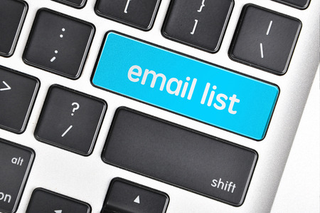 The computer keyboard button written word email listの写真素材