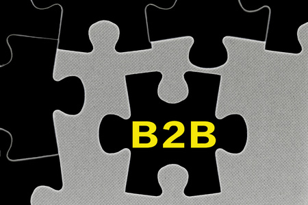 The black jigsaw puzzle written word business to business ( B2B ) marketing.の写真素材