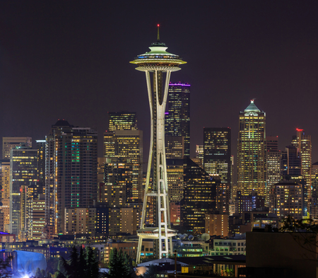 The Space Needle is an observation tower in Seattleの写真素材