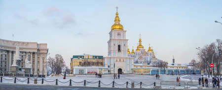Panoramic view of the Cathedral of Christ the Saviour in Moscow, Russiaの写真素材