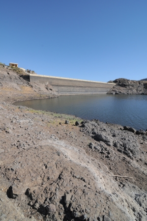 Lake Edge near the Desert In Gran Canaria Island, Spainの写真素材