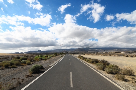 Lonely Road in the Desert in Tenerife Canary Islandsの写真素材