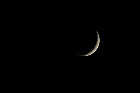 A Very Small Early Moon in the Deep of the Nightの写真素材