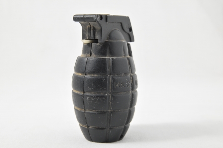 One Black Hand Grenade on a White の写真素材