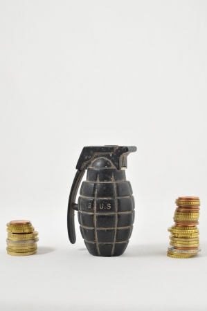 Money for War Concept Hand Grenade and Moneyの写真素材