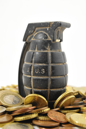 Money for War Concept Hand Grenade and Moneyの写真素材