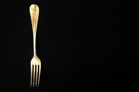 Ancient Vintage Silver 	
Flatware on a Black の写真素材