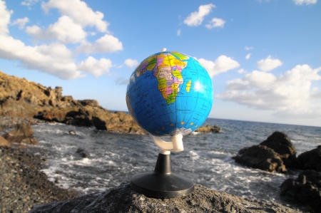Ancient Vintage Globes Planet Earth near the  Atlantic Oceanの写真素材