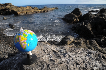 Ancient Vintage Globes Planet Earth near the  Atlantic Oceanの写真素材