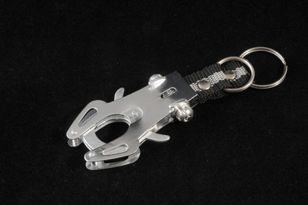 Aluminium Metal Carabiner Isolated on a Black Background