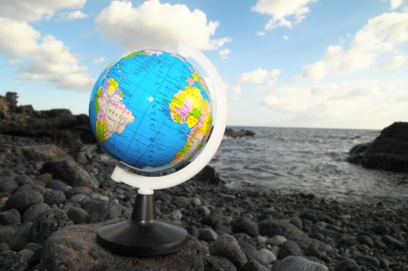 Ancient Vintage Globes Planet Earth near the  Atlantic Oceanの写真素材