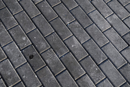 Rectangular Granite Cobblestoned Gray Textured Floor Pavement Outdoor