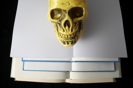 Empty Classic Book Isolated over a Black Backgroundの写真素材