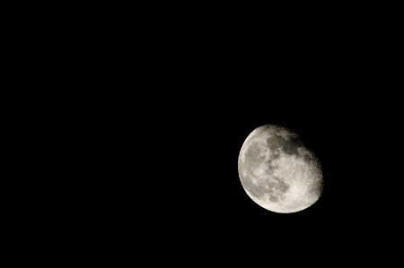 Almost Full Moon over a Dark Black Skyの写真素材